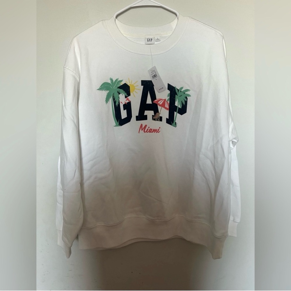 GAP White Sweatshirt with Miami Palm Design